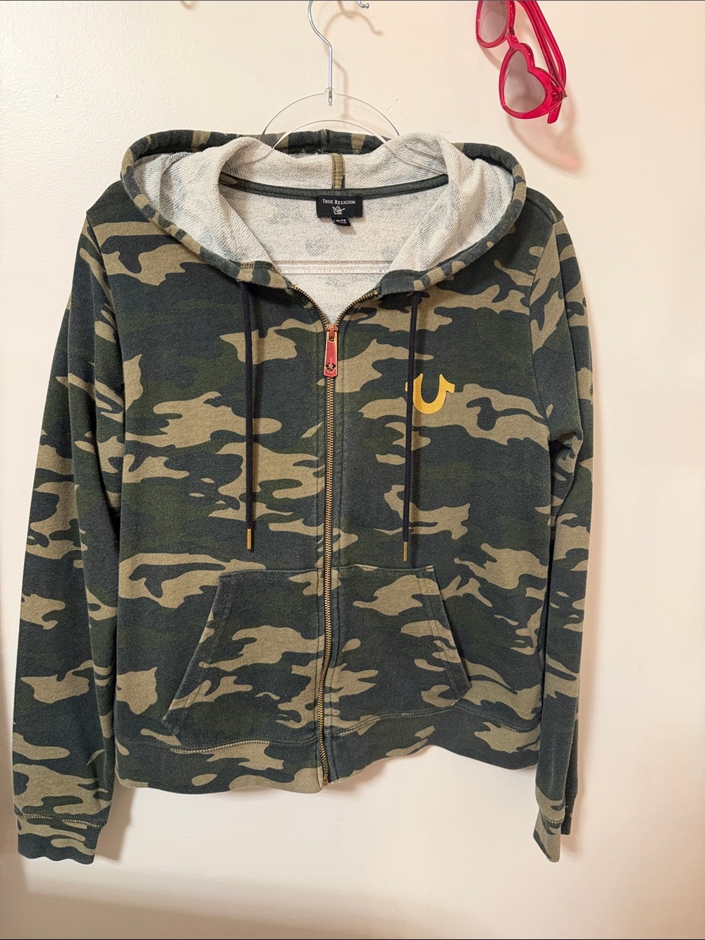 True Religion Olive & Tan Camo Zip Hoodie